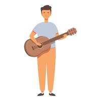 jongen gitaar spelen icoon tekenfilm . musical les vector
