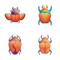 scarabee kever pictogrammen reeks tekenfilm . divers gevleugeld scarabee kever vector