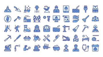 arbeid dag pictogrammen bundel.blauw-kleur schets pictogrammen stijl. illustratie. vector