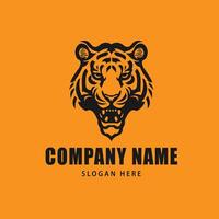 een minimalistische logo sjabloon met een gestileerde tijger hoofd vector