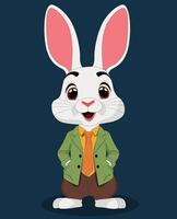een konijn vervelend hijgen en pak tekenfilm karakter ontwerp vector