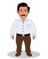 Indisch zakenman voorkant visie staand tekenfilm karakter ontwerp vector