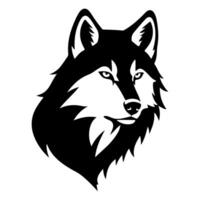 zwart en wit wolf hoofd silhouet sjabloon vector