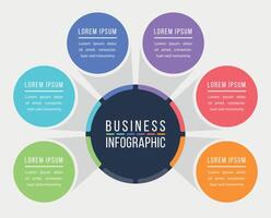 6 stappen infographic bedrijf ontwerp 6 voorwerpen, elementen of opties infographic sjabloon voor bedrijf informatie vector