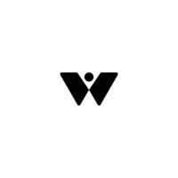 abstract modern brief logo w, v met Mens teken vector