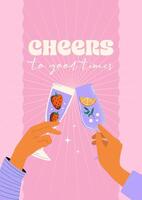 retro cocktails of dranken poster vector