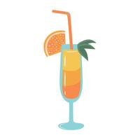 zomer cocktail. fruit drinken in glas met rietje, munt en oranje. illustratie geïsoleerd Aan wit achtergrond. vector