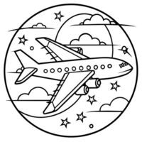 vliegtuig schets illustratie digitaal kleur boek bladzijde lijn kunst tekening vector
