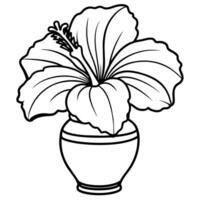 hibiscus bloem boeket illustratie kleur boek bladzijde ontwerp, hibiscus bloem boeket zwart en wit lijn kunst tekening kleur boek Pagina's voor kinderen en volwassenen vector
