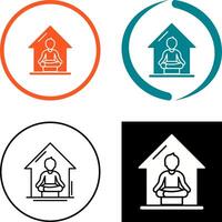 yoga Bij huis icoon ontwerp vector