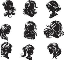 Dames hoofd silhouet set. vrouw hoofd illustratie. vector