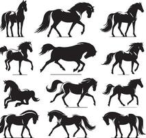 paard silhouet dier reeks geïsoleerd Aan wit achtergrond. zwart paarden grafisch element illustratie.hoog resolutie jpg, eps 10 inbegrepen vector