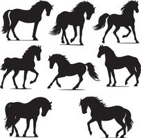 paard silhouet dier reeks geïsoleerd Aan wit achtergrond. zwart paarden grafisch element illustratie.hoog resolutie jpg, eps 10 inbegrepen vector