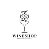 wijn lijn icoon. wijn druif schets logo . embleem ontwerp vector