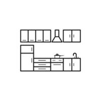 keuken meubilair lijn kunst minimalistische symbool icoon, illustratie ontwerp vector