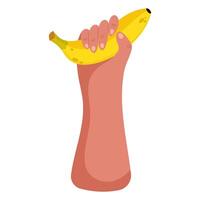 banaan in hand. rijp fruit illustratie. helder tekenfilm vlak clip art vector