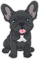 tekening van een zwart hond sticker zonder achtergrond vector