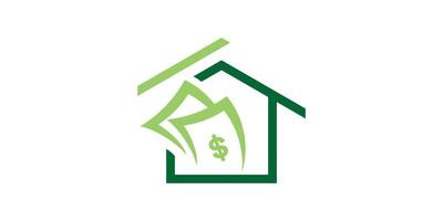 logo ontwerp creatief huis en geld, kopen, financiën, boekhouding, bedrijf, logo ontwerp sjabloon, icoon, symbool, vector