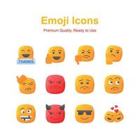 schattig gelaats uitdrukkingen, reeks van emoticons pictogrammen, modieus ontwerp stijl vector