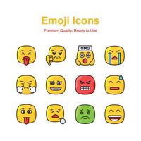 reeks van emoji pictogrammen, schattig uitdrukkingen ontwerp vector