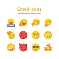 schattig gelaats uitdrukkingen, reeks van emoticons pictogrammen, modieus ontwerp stijl vector