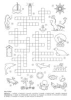 kruiswoordraadsel puzzel. zee thema. Frans taal. vector