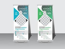 rollen omhoog banier ontwerp sjabloon, verticaal, abstract achtergrond, Trekken omhoog ontwerp, modern standee en vlag banier rollen omhoog bedrijf sjabloon lay-out brochure brochure-. vector