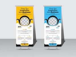 rollen omhoog banier ontwerp sjabloon, verticaal, abstract achtergrond, Trekken omhoog ontwerp, modern standee en vlag banier rollen omhoog bedrijf sjabloon lay-out brochure brochure-. vector