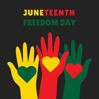 juneteenth vrijheid dag vakantie poster. palmen verscheidenheid handen symbool liefde vector