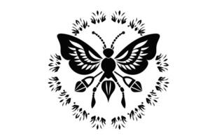 vlinder mandala silhouet zwart clip art vector
