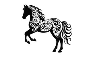 paard mandala silhouet zwart clip art geïsoleerd Aan een wit achtergrond vector
