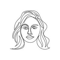 vrouw minimaal ontwerp hand- getrokken een lijn stijl tekening, een lijn kunst doorlopend tekening vector