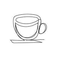 koffie kop minimaal ontwerp hand- getrokken een lijn stijl tekening, een lijn kunst doorlopend tekening, koffie kop single lijn kunst vector