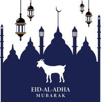 eid al adha mubarak achtergrond met geit concept vector