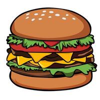 een smakelijk en hartelijk hamburger. de concept van smakelijk en ongezond voedsel. vector