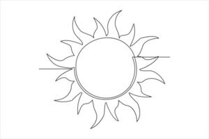 doorlopend een lijn tekening zon kunst zomer zon contour lijn teken lijn kunst illustratie vector