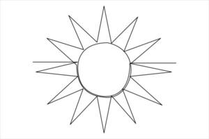 doorlopend een lijn tekening zon kunst zomer zon contour lijn teken lijn kunst illustratie vector