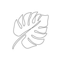 een lijn tekening monstera blad. modern single lijn kunst, esthetisch contour. perfect voor huis decor zo net zo affiches, muur kunst. vector