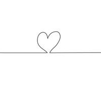 een lijn tekening hart, hand- getrokken minimalistische illustratie van liefde vector