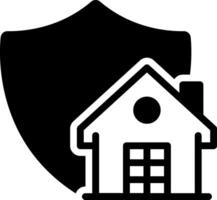 solide zwart icoon voor huis verzekering vector