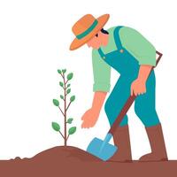 boer planten boom. vlak illustratie vector