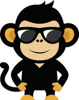 illustratie van een aap vervelend zonnebril geïsoleerd Aan een wit achtergrond vector