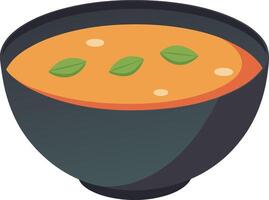 illustratie van een kom van soep met groen doorbladert Aan top vector
