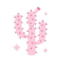 cowboy roze kern cactus. cowboy western en wild west thema concept. hand- getrokken illustratie. tekening icoon vector