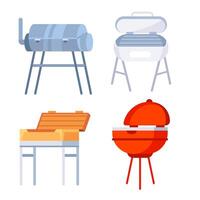 portable barbecue grills uitrusting set. bbq oven vector