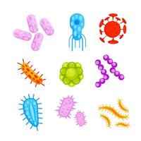 bacterie en kiemen set. types en micro-organisme. kiemen en bacil. vector