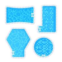 zwembad top visie. reeks zwemmen zwembaden. vorm blauw aqua reflectie reeks vector