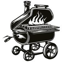 wijnoogst gegrild barbecue logo, retro bbq , vector