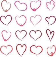 rood en roze krijt harten geschilderd met lippenstift of potlood. hand- getrokken krijt symbool van liefde. illustratie voor Valentijn dag vector