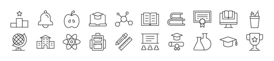 school, middelbare school, Universiteit lijn pictogrammen verzameling. bewerkbare hartinfarct. gemakkelijk lineair illustratie voor web plaatsen, kranten, Lidwoord boek vector